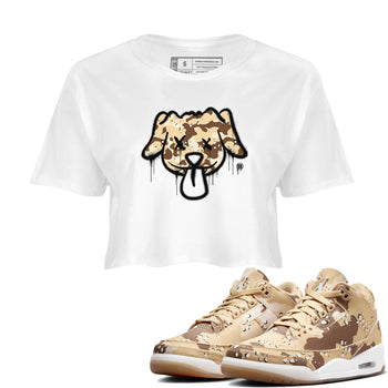 WNBA x Air Jordan 3 “Desert Camo” shirts to match jordans Graffiti Dog sneaker match tees Air Jordan 3 Desert Camo SNRT Sneaker Release Tees Clothing Sneakerhead ShirtsWhite 1 crop tee