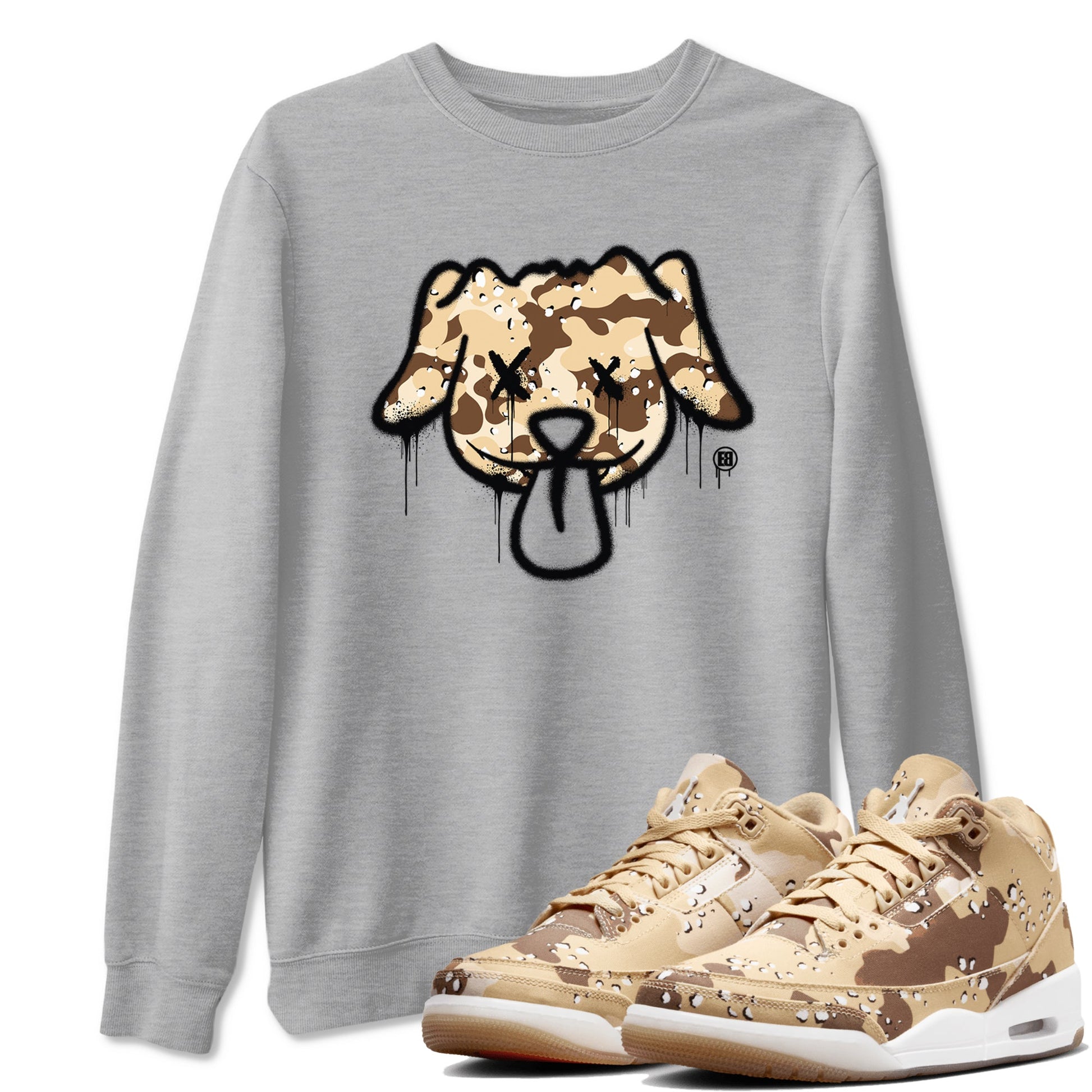 WNBA x Air Jordan 3 “Desert Camo” shirts to match jordans Graffiti Dog sneaker match tees Air Jordan 3 Desert Camo SNRT Sneaker Release Tees Clothing Sneakerhead ShirtsHeather Grey 1 unisex cotton tee