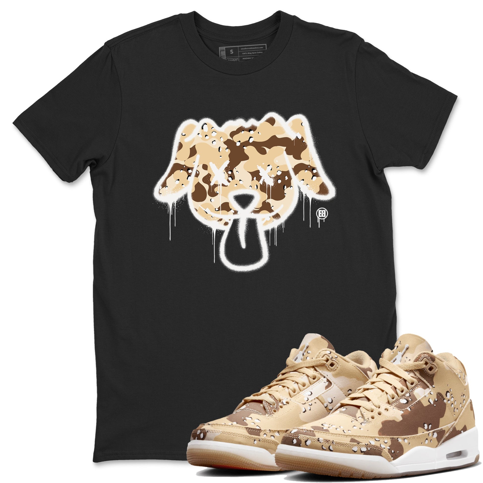 WNBA x Air Jordan 3 “Desert Camo” shirts to match jordans Graffiti Dog sneaker match tees Air Jordan 3 Desert Camo SNRT Sneaker Release Tees Clothing Sneakerhead ShirtsBlack 1 unisex cotton tee