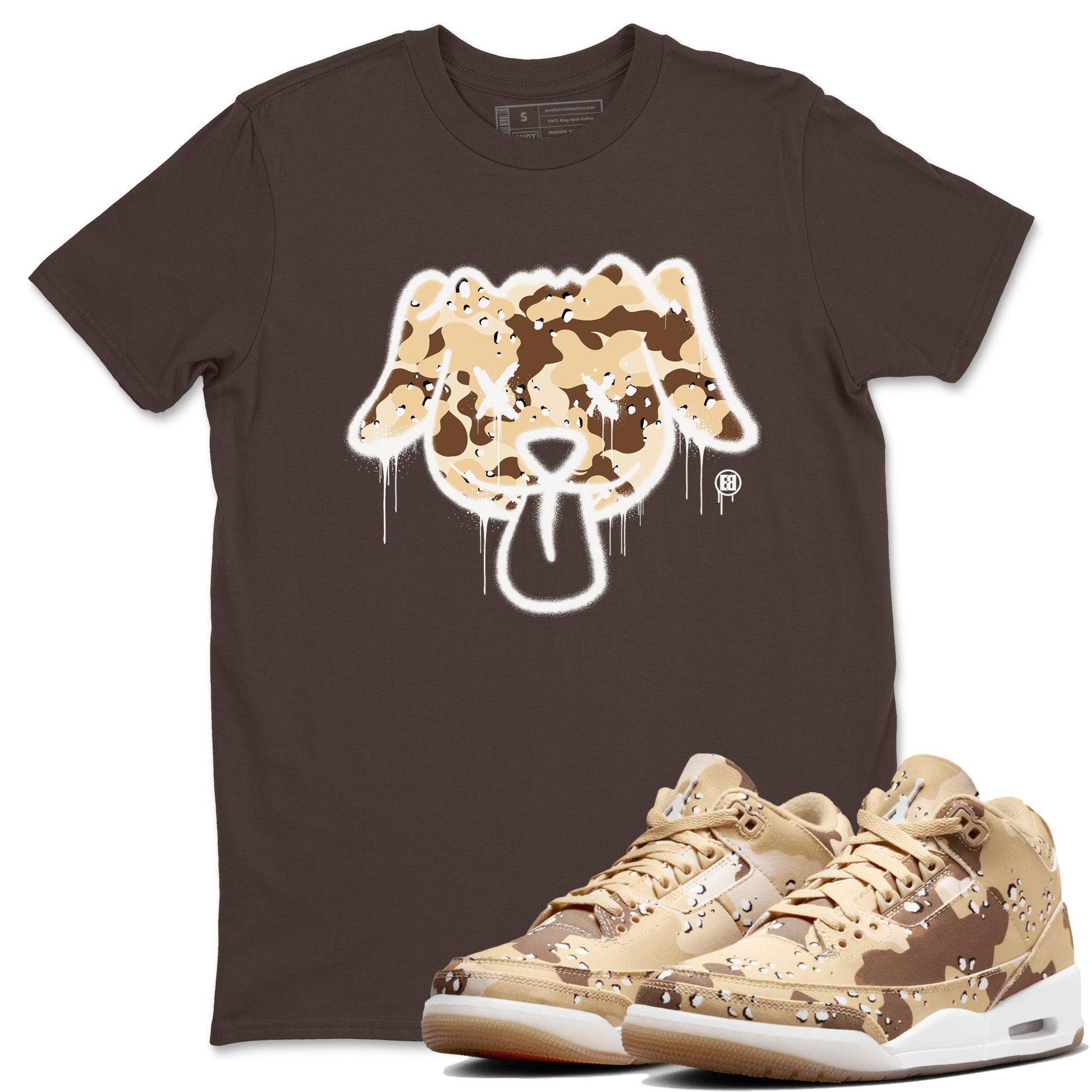 WNBA x Air Jordan 3 “Desert Camo” shirts to match jordans Graffiti Dog sneaker match tees Air Jordan 3 Desert Camo SNRT Sneaker Release Tees Clothing Sneakerhead ShirtsDark Chocolate 1 unisex cotton tee