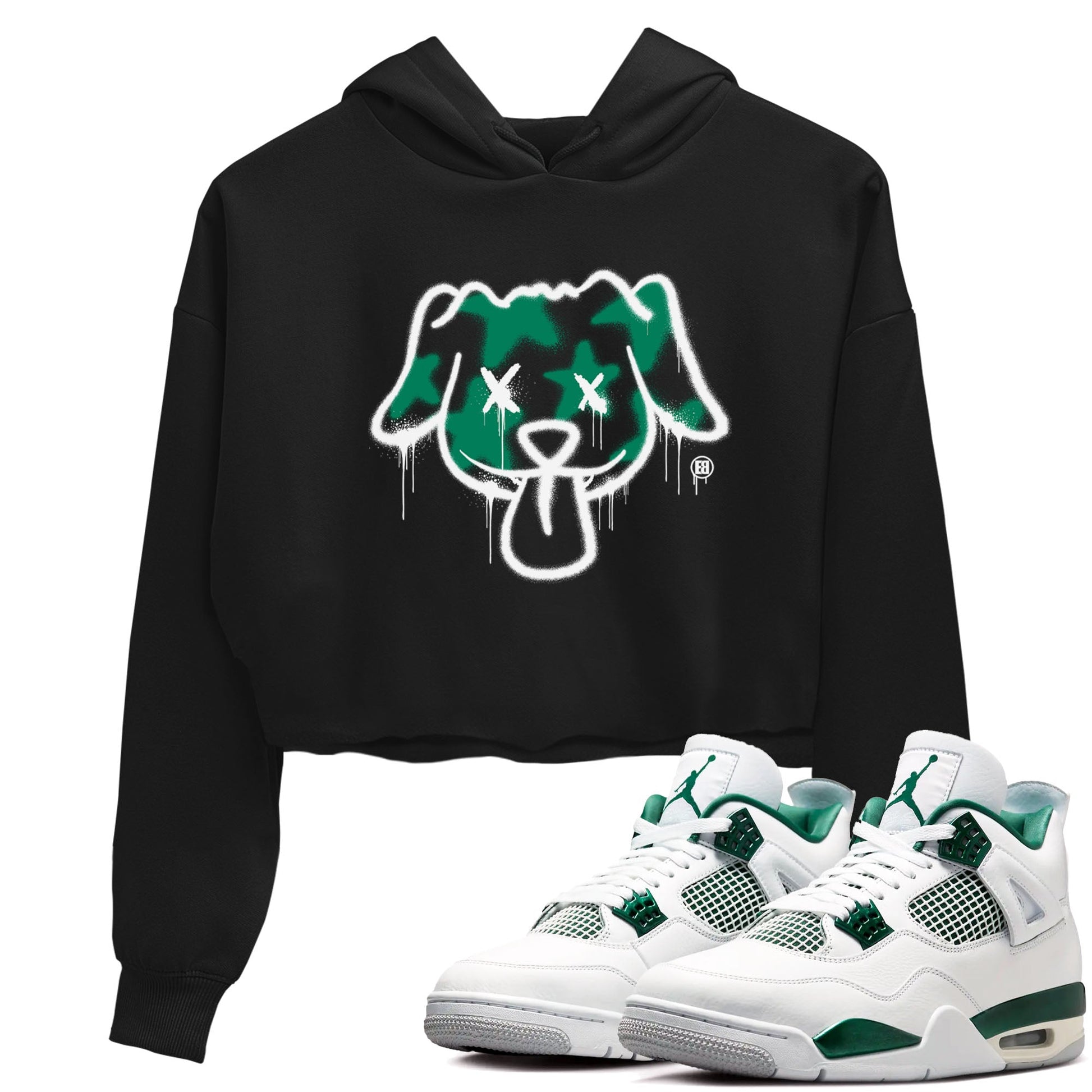 4s Oxidized Green shirts to match jordans Graffiti Dog sneaker match tees Air Jordan 4 Oxidized Green SNRT Sneaker Tees streetwear brand Black 1 crop tee