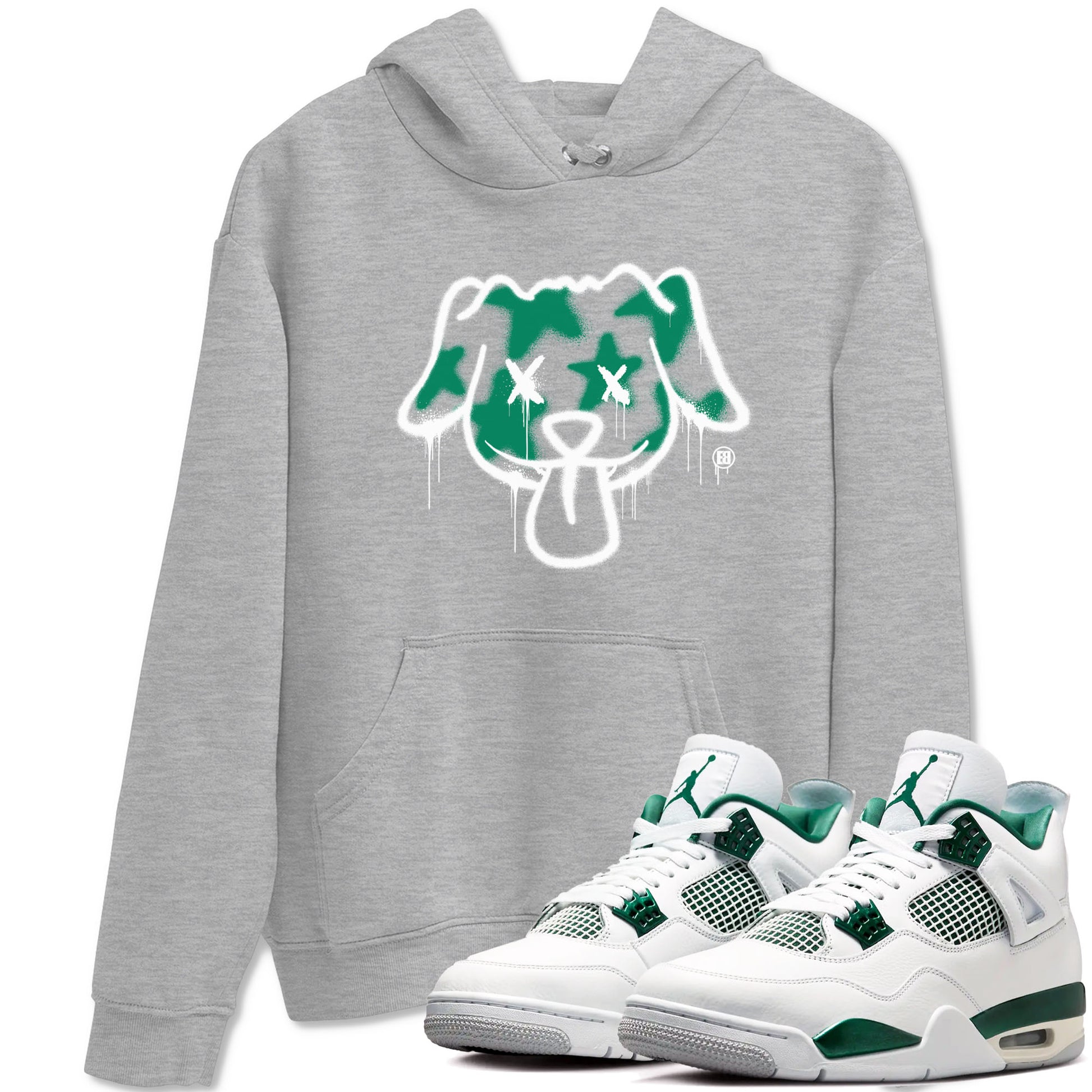 4s Oxidized Green shirts to match jordans Graffiti Dog sneaker match tees Air Jordan 4 Oxidized Green SNRT Sneaker Tees streetwear brand Heather Grey 1 unisex cotton tee