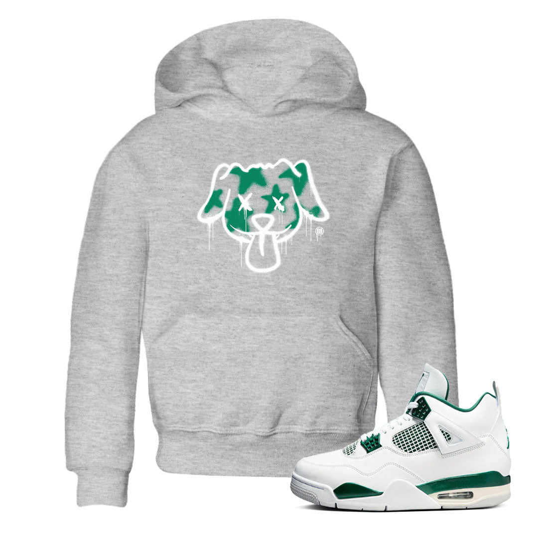 4s Oxidized Green shirts to match jordans Graffiti Dog sneaker match tees Air Jordan 4 Oxidized Green SNRT Sneaker Tees streetwear brand Baby and Youth Heather Grey 1 cotton tee