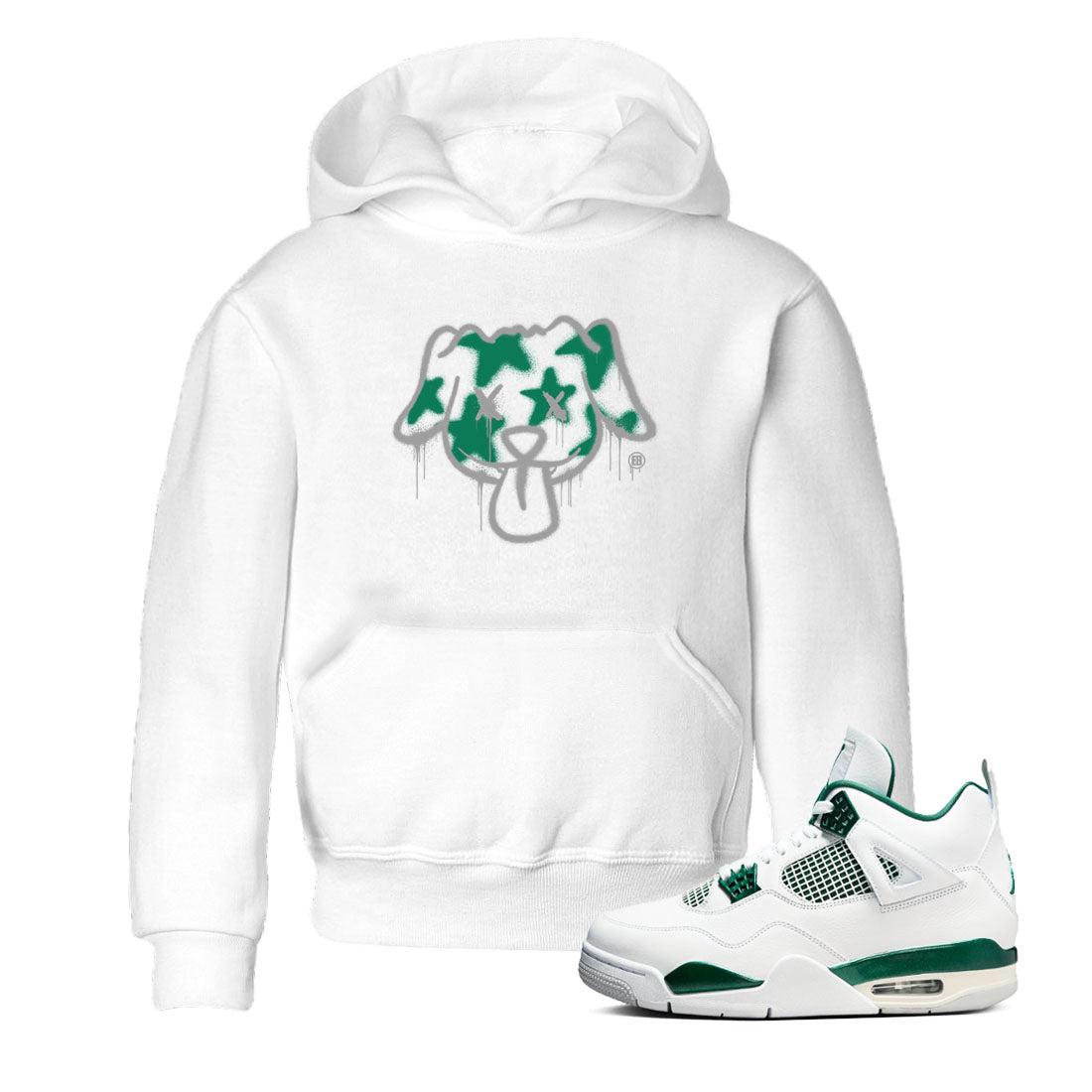 4s Oxidized Green shirts to match jordans Graffiti Dog sneaker match tees Air Jordan 4 Oxidized Green SNRT Sneaker Tees streetwear brand Baby and Youth White 1 cotton tee