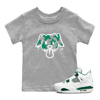 4s Oxidized Green shirts to match jordans Graffiti Dog sneaker match tees Air Jordan 4 Oxidized Green SNRT Sneaker Tees streetwear brand Baby and Youth Heather Grey 1 cotton tee