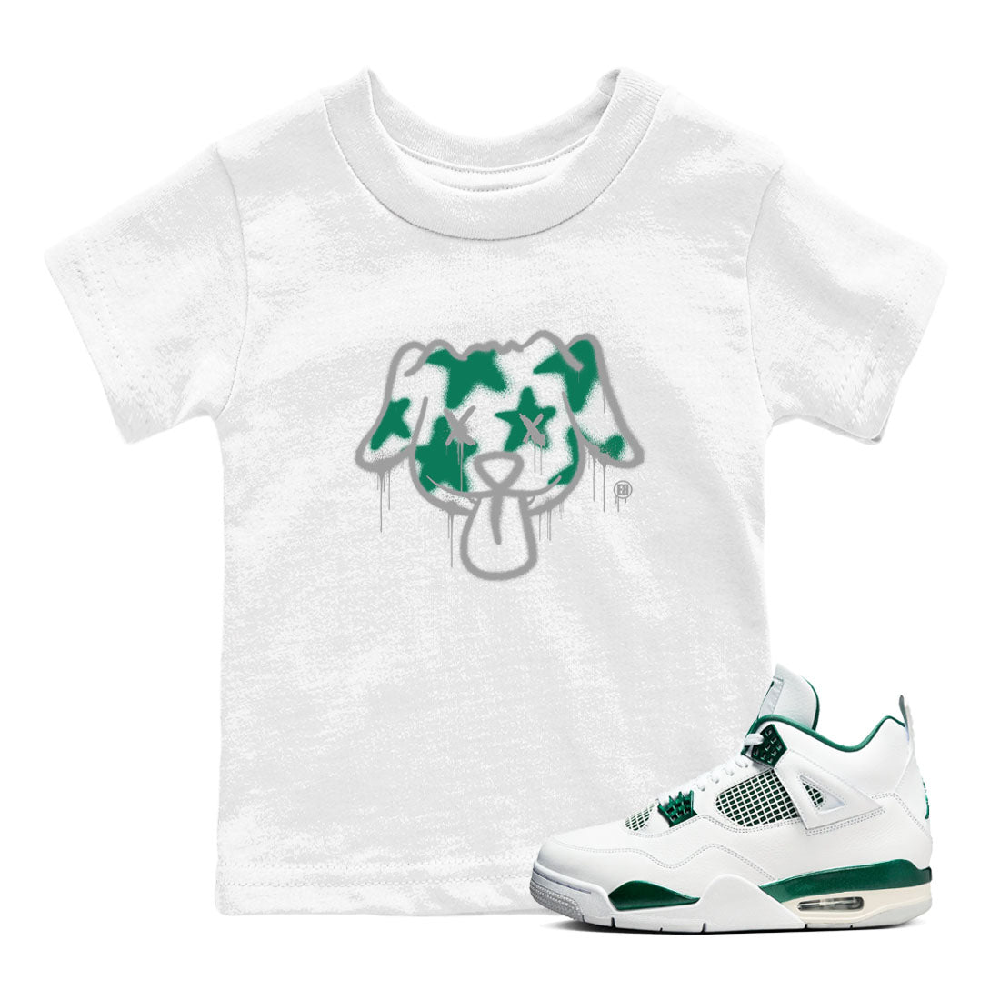 4s Oxidized Green shirts to match jordans Graffiti Dog sneaker match tees Air Jordan 4 Oxidized Green SNRT Sneaker Tees streetwear brand Baby and Youth White 1 cotton tee