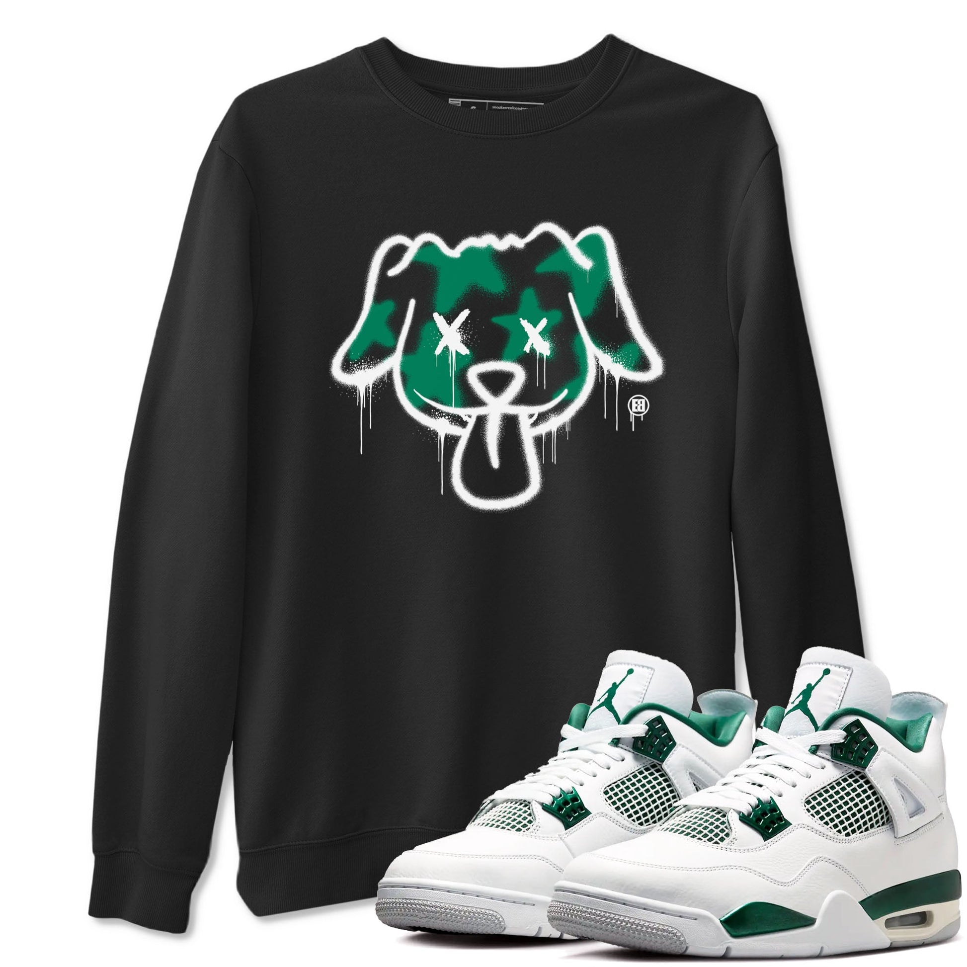 4s Oxidized Green shirts to match jordans Graffiti Dog sneaker match tees Air Jordan 4 Oxidized Green SNRT Sneaker Tees streetwear brand Black 1 unisex cotton tee