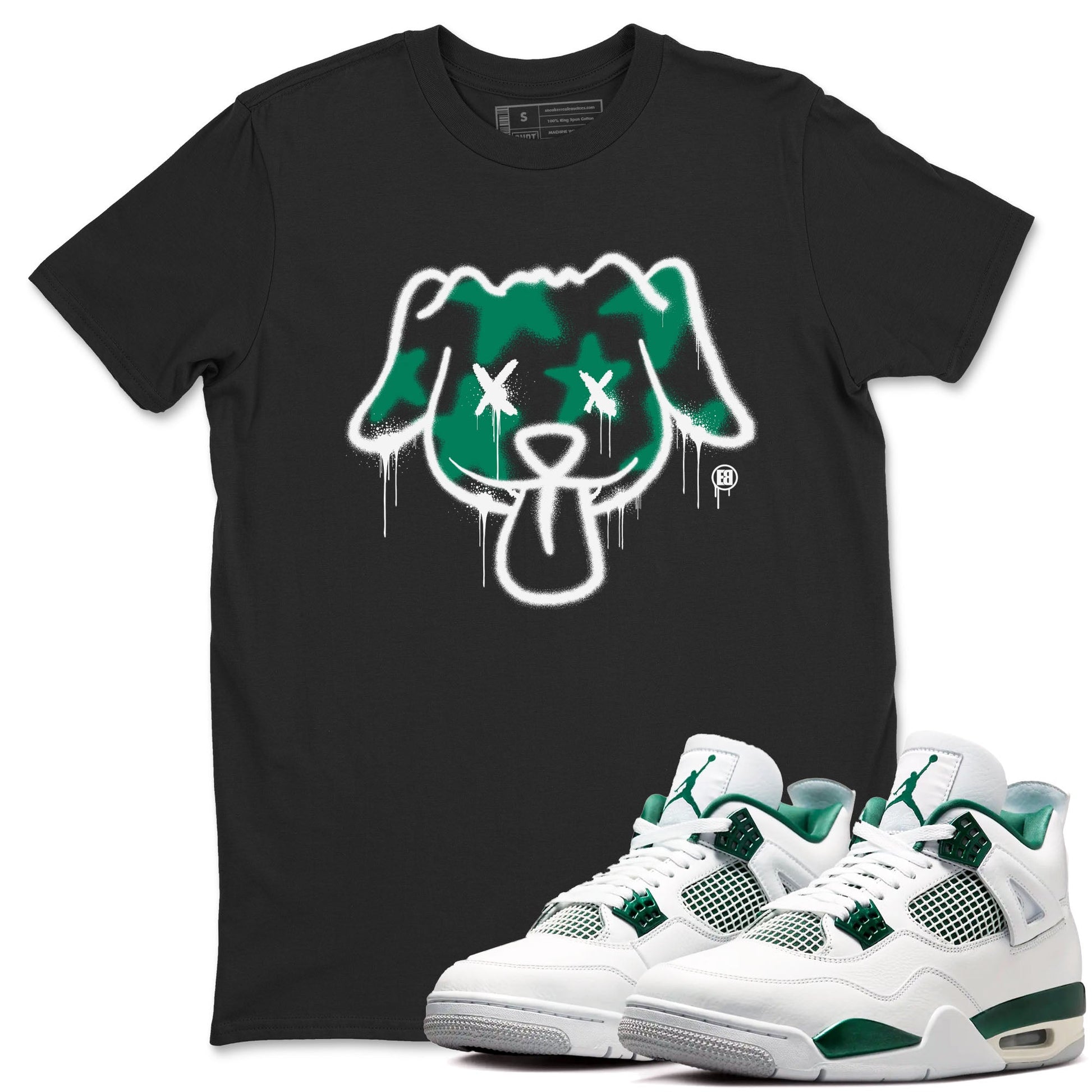 4s Oxidized Green shirts to match jordans Graffiti Dog sneaker match tees Air Jordan 4 Oxidized Green SNRT Sneaker Tees streetwear brand Black 1 unisex cotton tee