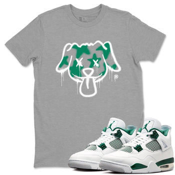 4s Oxidized Green shirts to match jordans Graffiti Dog sneaker match tees Air Jordan 4 Oxidized Green SNRT Sneaker Tees streetwear brand Heather Grey 1 unisex cotton tee