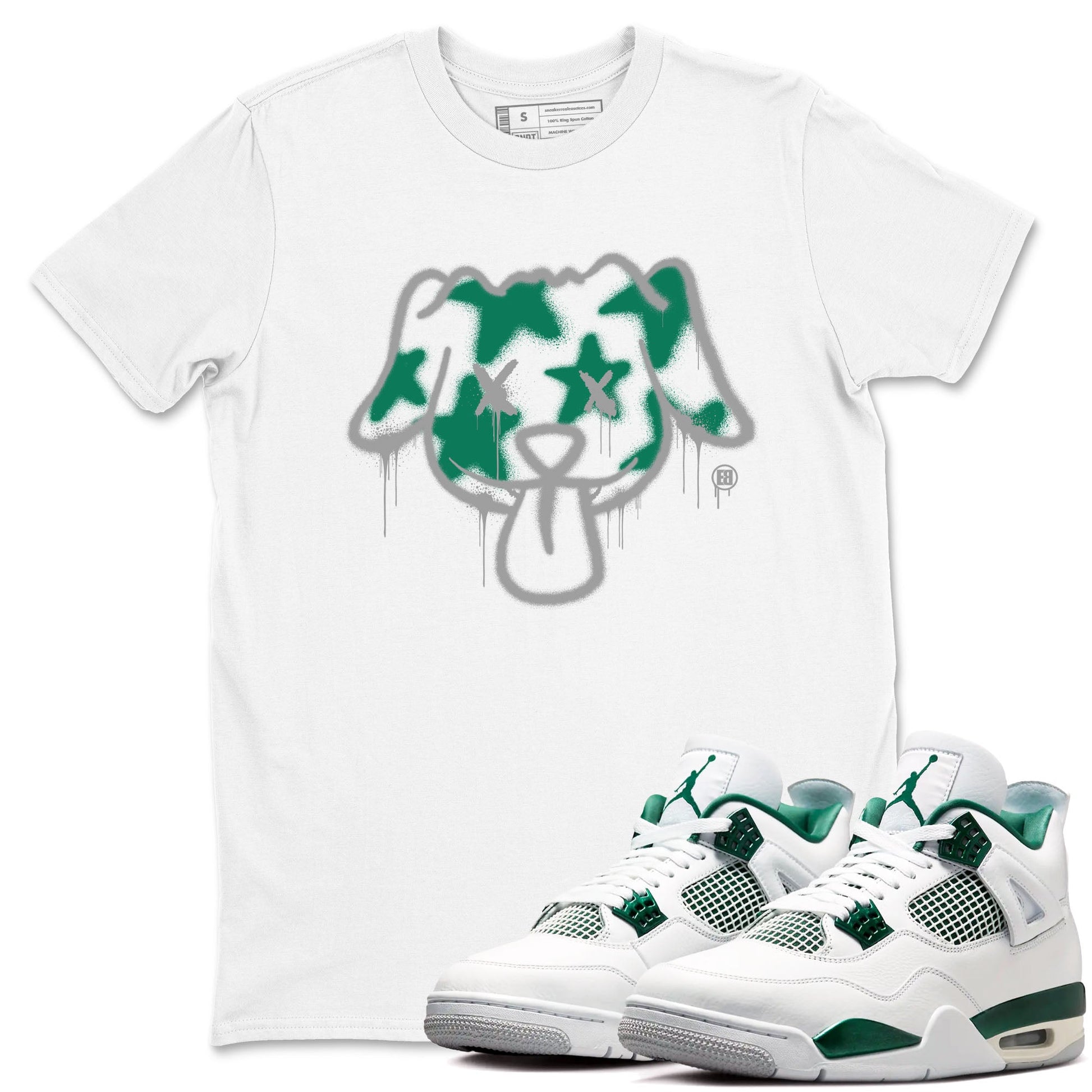 4s Oxidized Green shirts to match jordans Graffiti Dog sneaker match tees Air Jordan 4 Oxidized Green SNRT Sneaker Tees streetwear brand White 1 unisex cotton tee