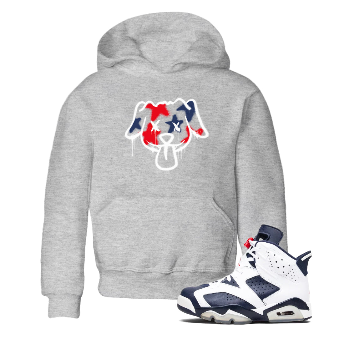 6s White And Midnight Navy shirts to match jordans Graffiti Dog sneaker match tees Air Jordan 6 White And Midnight Navy SNRT Sneaker Tees streetwear brand Baby and Youth Heather Grey 1 cotton tee