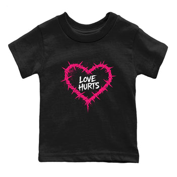 Sneaker match tees – Sneaker Tees To Match Air Jordan 4 Pink Thunder Shoes – Graffiti Love Hurts Kids T-Shirt Black 2