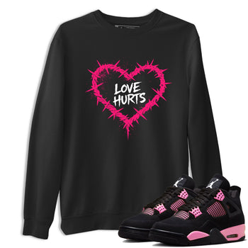 Sneaker match tees – Sneaker Tees To Match Air Jordan 4 Pink Thunder Shoes – Graffiti Love Hurts Tee Black 1