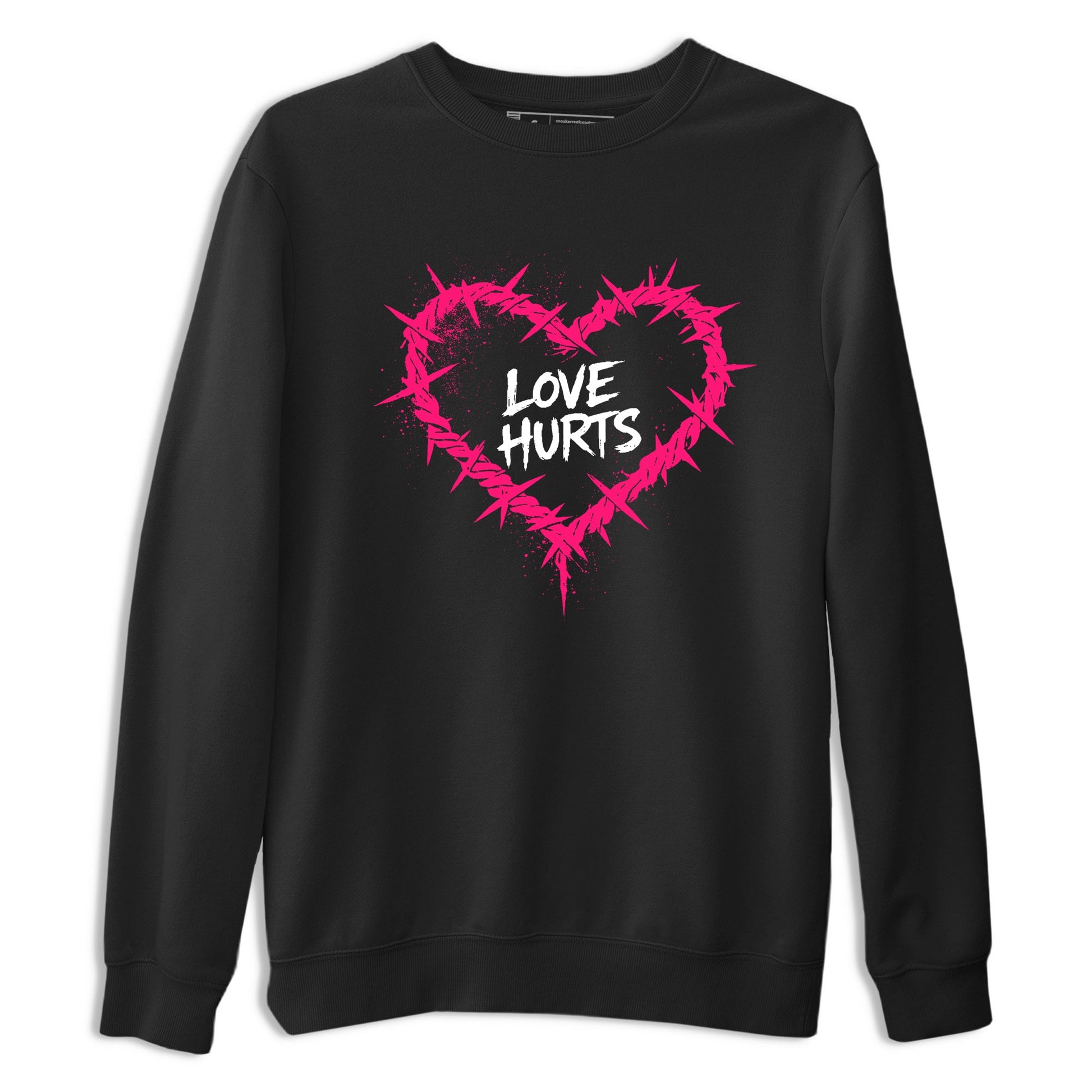 Sneaker match tees – Sneaker Tees To Match Air Jordan 4 Pink Thunder Shoes – Graffiti Love Hurts Tee Black 2