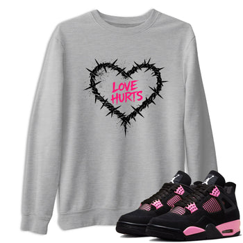 Sneaker match tees – Sneaker Tees To Match Air Jordan 4 Pink Thunder Shoes – Graffiti Love Hurts Tee Heather Grey 1