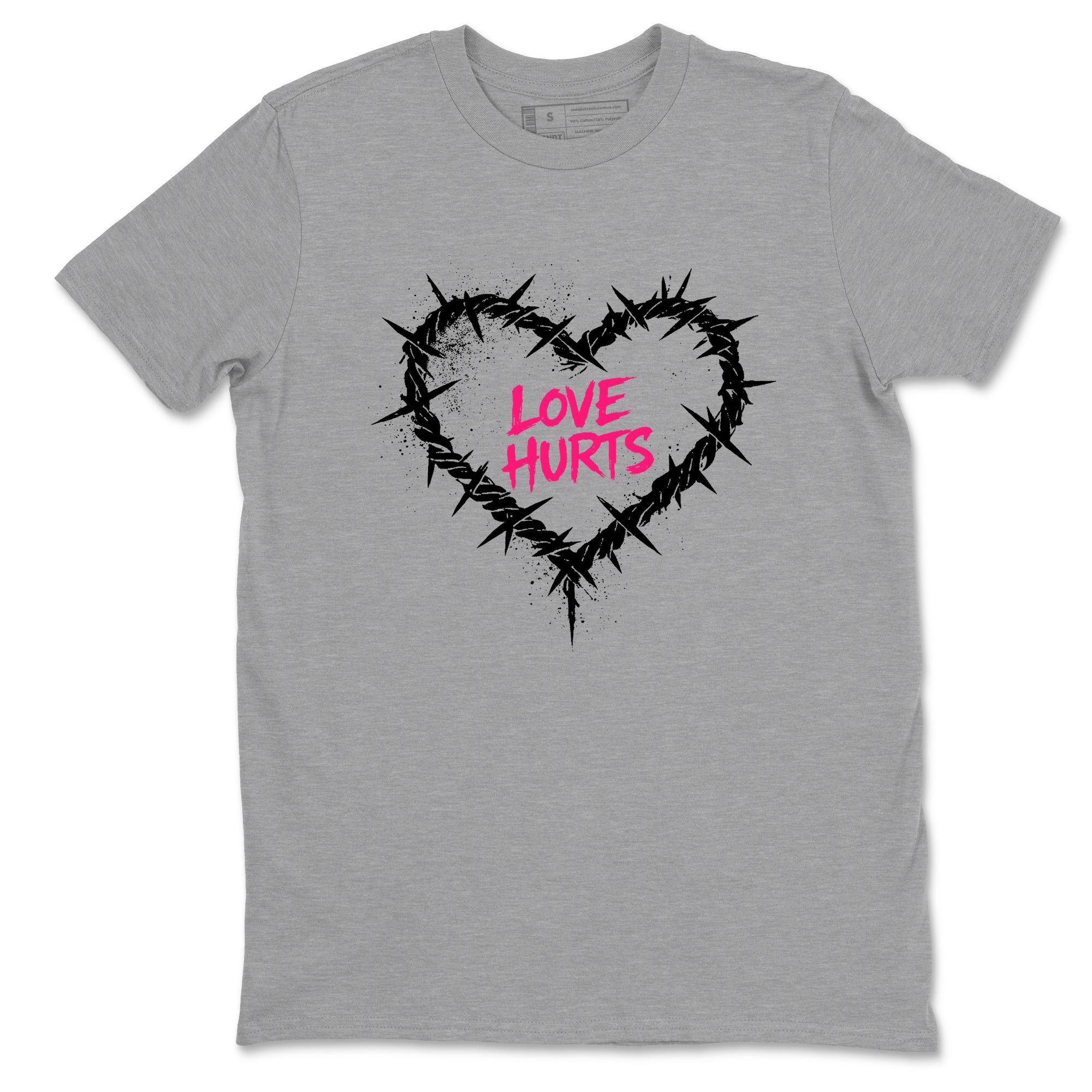Sneaker match tees – Sneaker Tees To Match Air Jordan 4 Pink Thunder Shoes – Graffiti Love Hurts Tee Heather Grey 2