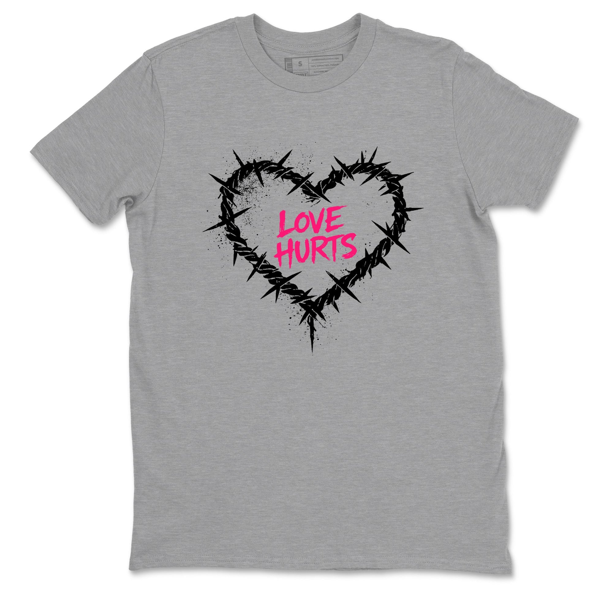 Sneaker match tees – Sneaker Tees To Match Air Jordan 4 Pink Thunder Shoes – Graffiti Love Hurts Tee Heather Grey 2