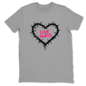 Sneaker match tees – Sneaker Tees To Match Air Jordan 4 Pink Thunder Shoes – Graffiti Love Hurts Tee Heather Grey 2