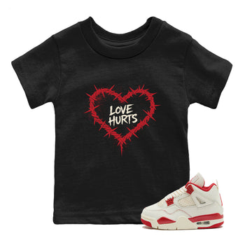 Sneaker match tees – Sneaker Tees To Match Air Jordan 4 Valentines Day Shoes – Graffiti Love Hurts Kids T-Shirt Black 1