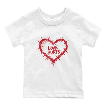 Sneaker match tees – Sneaker Tees To Match Air Jordan 4 Valentines Day Shoes – Graffiti Love Hurts Kids T-Shirt White 2