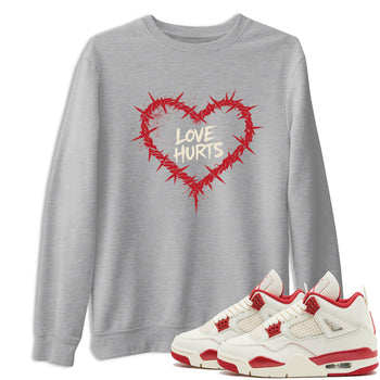 Sneaker match tees – Sneaker Tees To Match Air Jordan 4 Valentines Day Shoes – Graffiti Love Hurts Tee Heather Grey 1