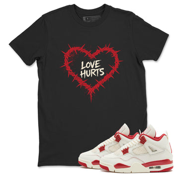 Sneaker match tees – Sneaker Tees To Match Air Jordan 4 Valentines Day Shoes – Graffiti Love Hurts Tee Black 1