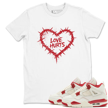 Sneaker match tees – Sneaker Tees To Match Air Jordan 4 Valentines Day Shoes – Graffiti Love Hurts Tee White 1