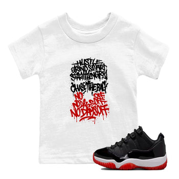 Air Jordan 11 Low Bred sneaker match tee Graffiti Scream sneaker match tees Air Jordan 11 Bred best t-shirts to match jordans SNRT Sneaker Tees Youth Baby White 1 tee