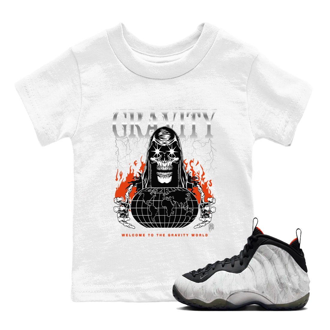 Foams One Jin shirts to match jordans Gravity sneaker match tees Air Foamposite One Jin match shoes to clothes SNRT Sneaker Tees Youth Baby White 1 tee