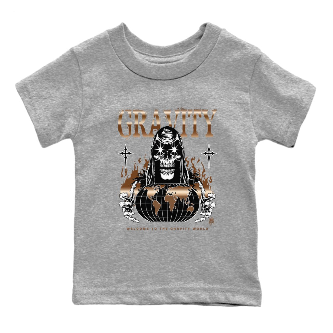 Air Foamposite 1 Metallic Copper Shirts To Match Jordans Gravity Sneaker Shirts Air Foamposite One Metallic Copper SNRT Sneaker Release Tees Baby Youth Toddler Heather Grey 2 crew neck shirts