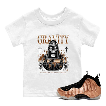 Air Foamposite 1 Metallic Copper Shirts To Match Jordans Gravity Sneaker Shirts Air Foamposite One Metallic Copper SNRT Sneaker Release Tees Baby Youth Toddler White 1 crew neck shirts