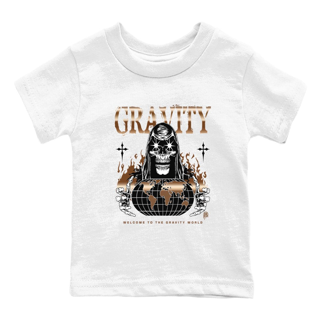 Air Foamposite 1 Metallic Copper Shirts To Match Jordans Gravity Sneaker Shirts Air Foamposite One Metallic Copper SNRT Sneaker Release Tees Baby Youth Toddler White 2 crew neck shirts