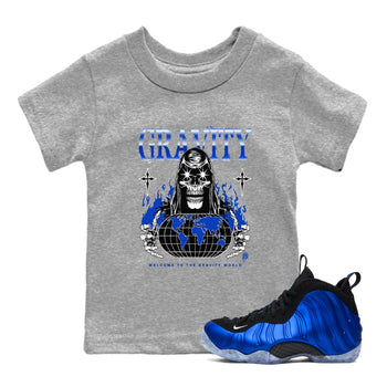 Air Foamposite One Royal shirts to match jordans Gravity sneaker match tees Air Foamposite One Royal SNRT Sneaker Release Tees Youth Baby Heather Grey 1 crew neck shirts