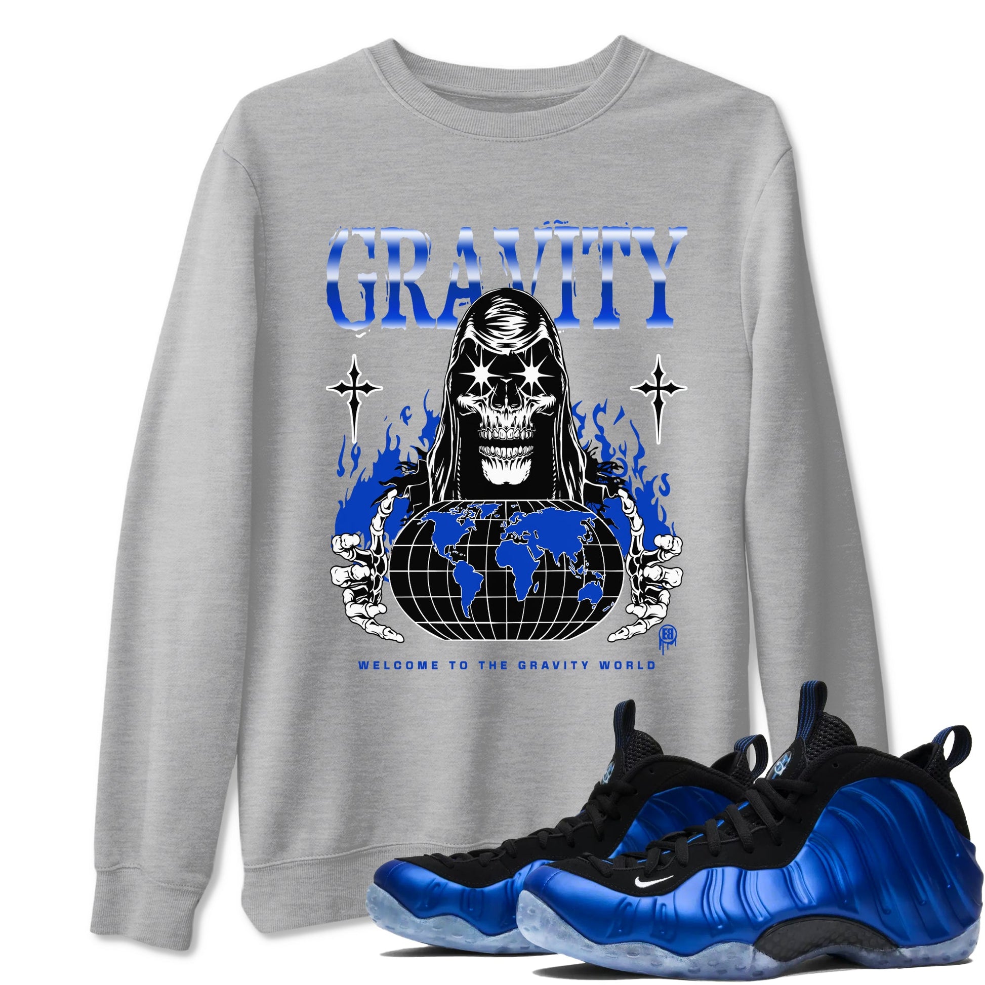 Air Foamposite One Royal shirts to match jordans Gravity sneaker match tees Air Foamposite One Royal SNRT Sneaker Release Tees unisex cotton Heather Grey 1 crew neck shirts