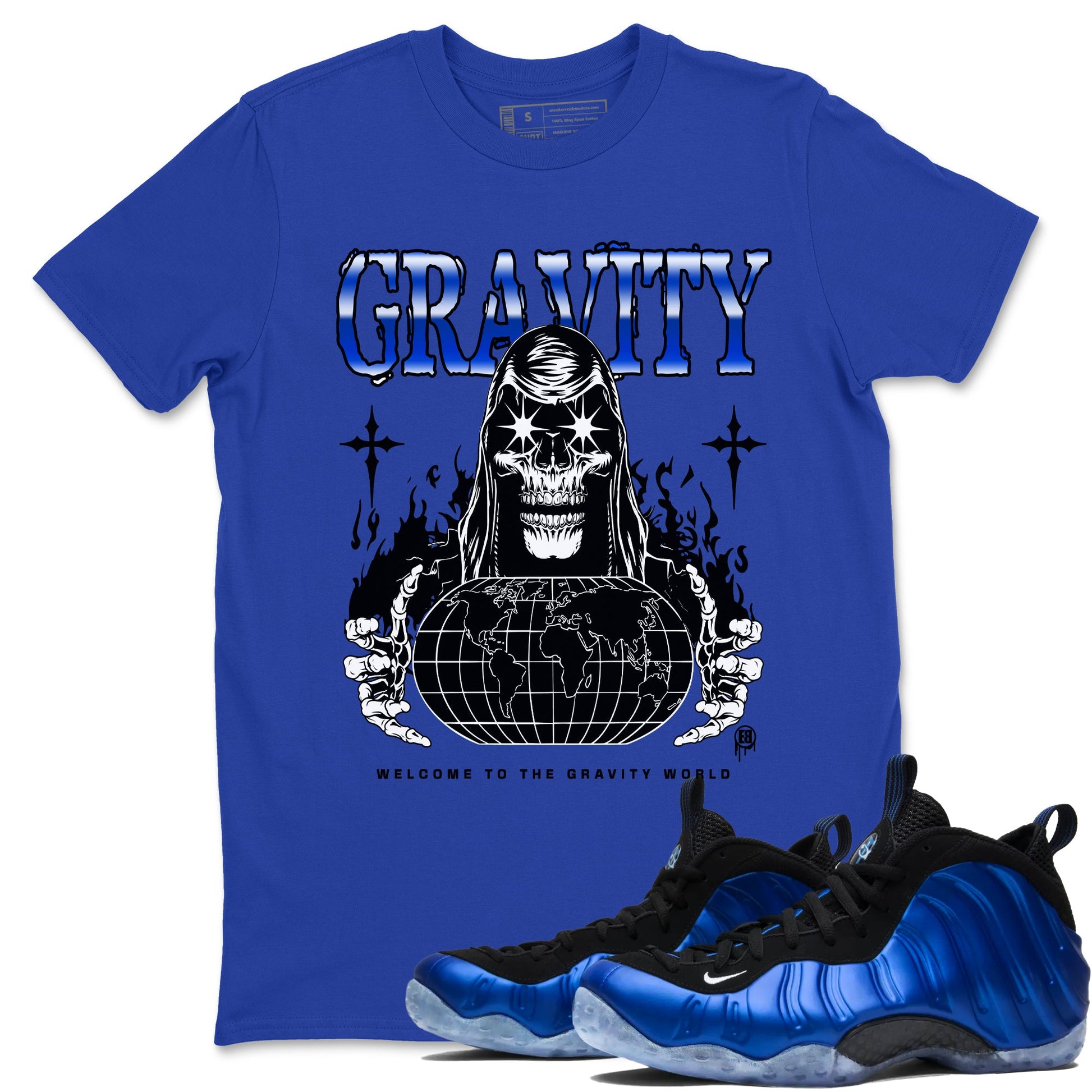 Air Foamposite One Royal shirts to match jordans Gravity sneaker match tees Air Foamposite One Royal SNRT Sneaker Release Tees unisex cotton Royal Blue 1 crew neck shirts