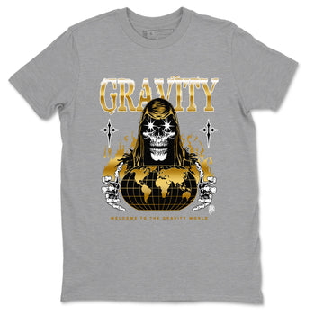 1s Black Metallic Gold shirts to match jordans Gravity sneaker match tees Jordan 1 High OG Black and Gold SNRT Sneaker Tees streetwear brand Heather Grey 2 unisex cotton tee