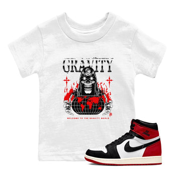AJ1 Black Toe Reimagined shirts to match jordans Gravity sneaker match tees Air Jordan 1 Black Toe Reimagined SNRT Sneaker Tees streetwear brand Baby and Youth White 1 cotton tee