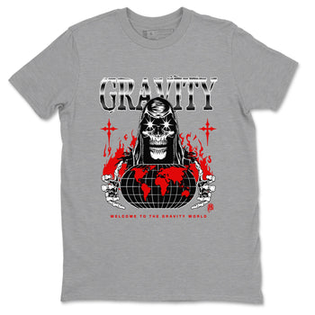 AJ1 Black Toe Reimagined shirts to match jordans Gravity sneaker match tees Air Jordan 1 Black Toe Reimagined SNRT Sneaker Tees streetwear brand Heather Grey 2 unisex cotton tee