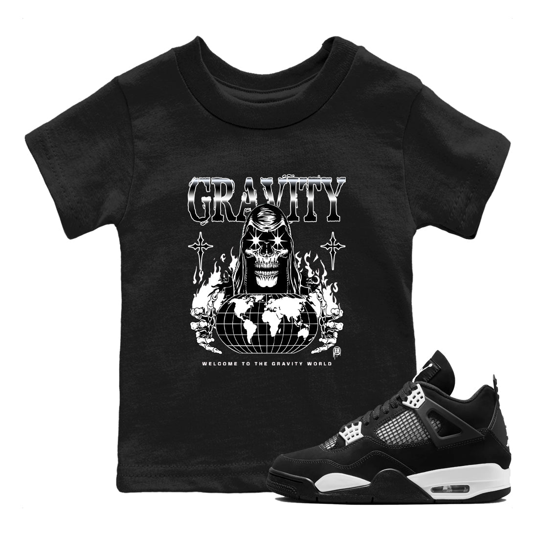 4s White Thunder shirts to match jordans Gravity sneaker match tees Air Jordan 4 White Thunder SNRT Sneaker Tees streetwear brand Baby and Youth Black 1 cotton tee