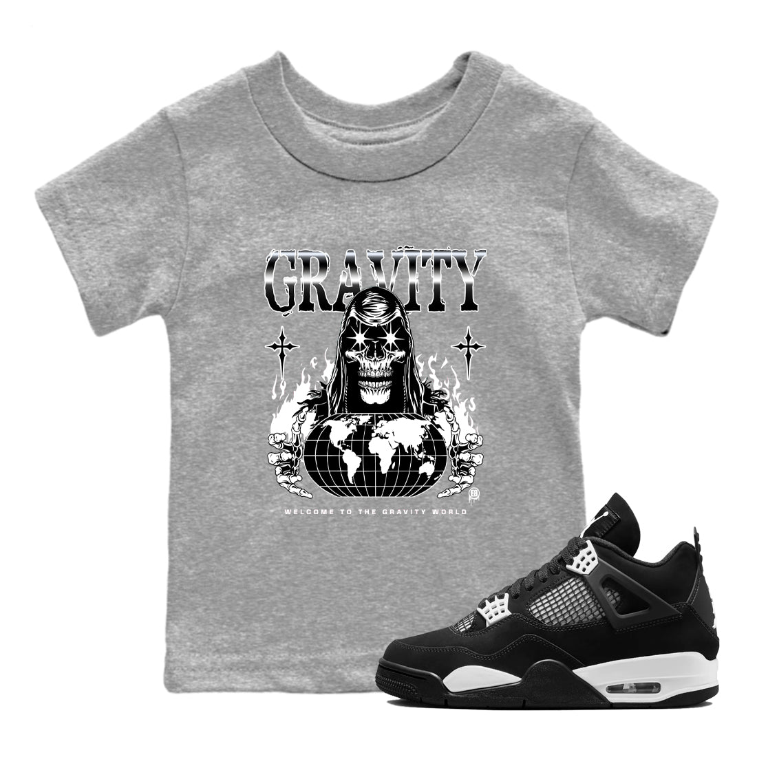 4s White Thunder shirts to match jordans Gravity sneaker match tees Air Jordan 4 White Thunder SNRT Sneaker Tees streetwear brand Baby and Youth Heather Grey 1 cotton tee
