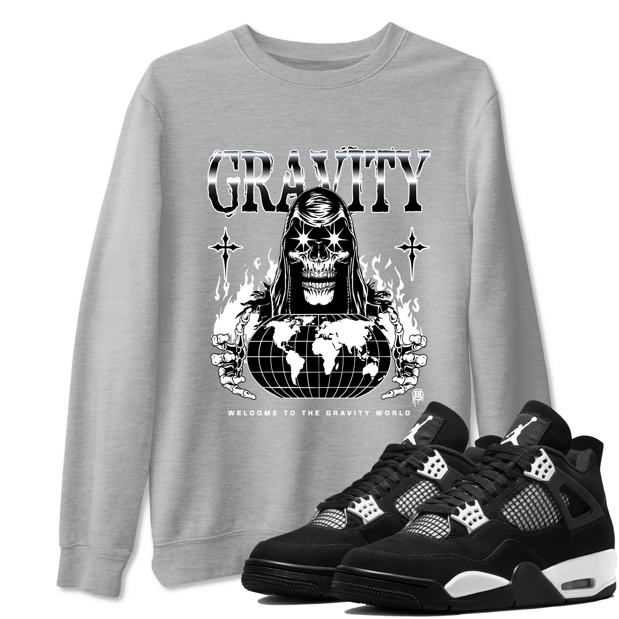 4s White Thunder shirts to match jordans Gravity sneaker match tees Air Jordan 4 White Thunder SNRT Sneaker Tees streetwear brand Heather Grey 1 unisex cotton tee
