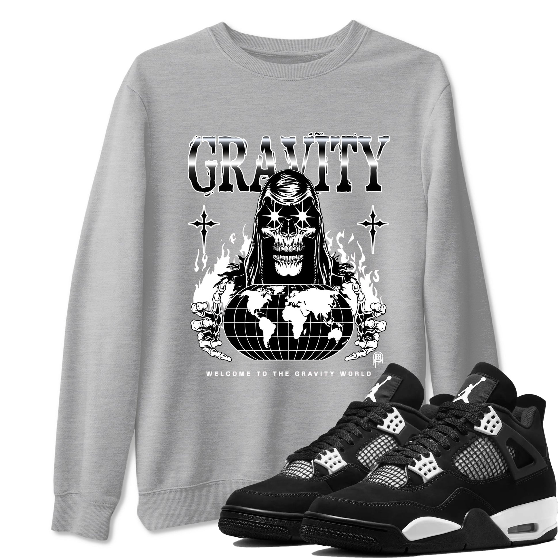 4s White Thunder shirts to match jordans Gravity sneaker match tees Air Jordan 4 White Thunder SNRT Sneaker Tees streetwear brand Heather Grey 1 unisex cotton tee