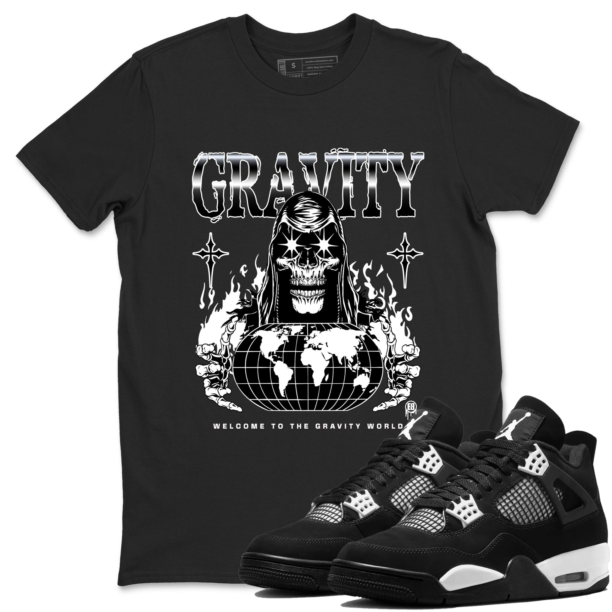 4s White Thunder shirts to match jordans Gravity sneaker match tees Air Jordan 4 White Thunder SNRT Sneaker Tees streetwear brand Black 1 unisex cotton tee
