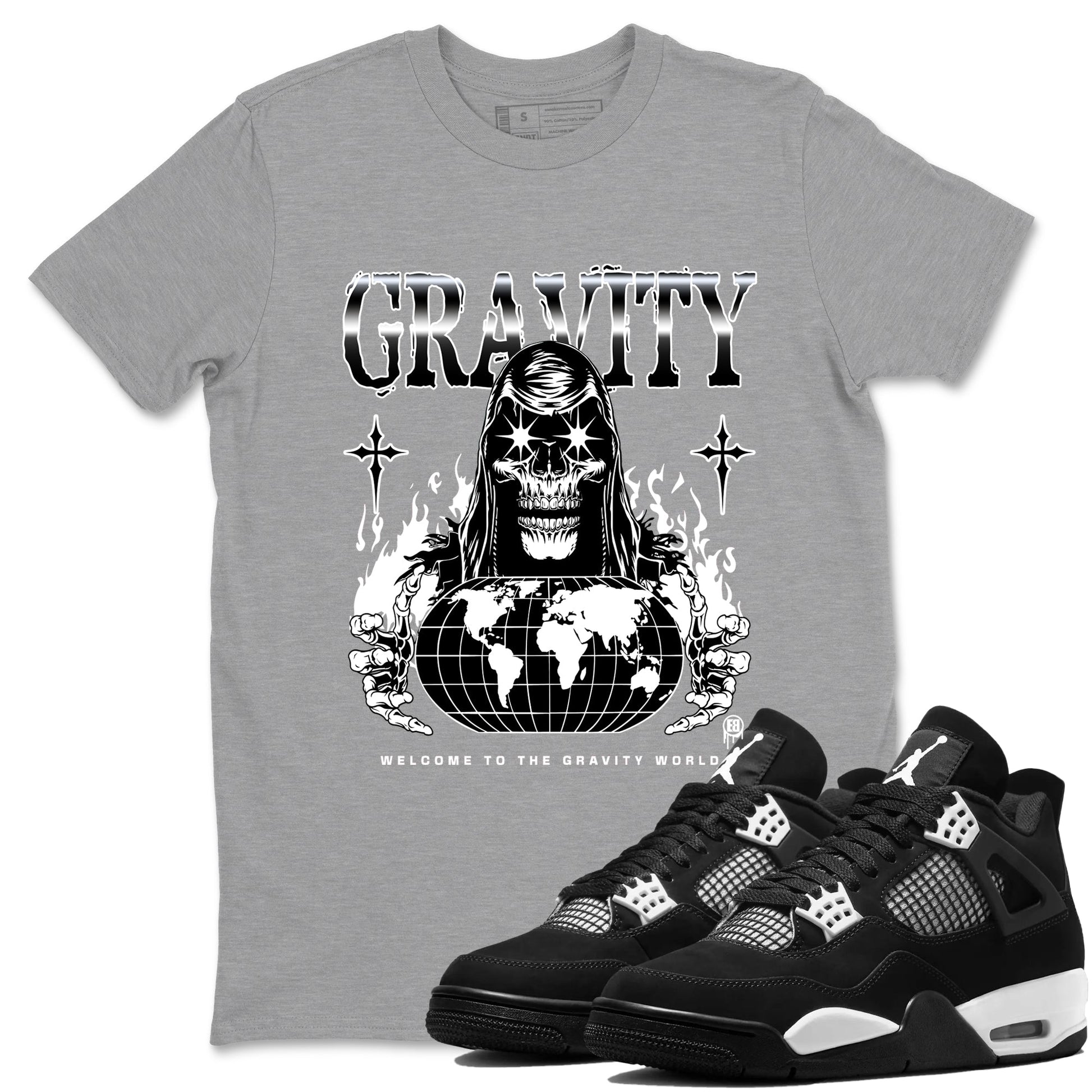 4s White Thunder shirts to match jordans Gravity sneaker match tees Air Jordan 4 White Thunder SNRT Sneaker Tees streetwear brand Heather Grey 1 unisex cotton tee
