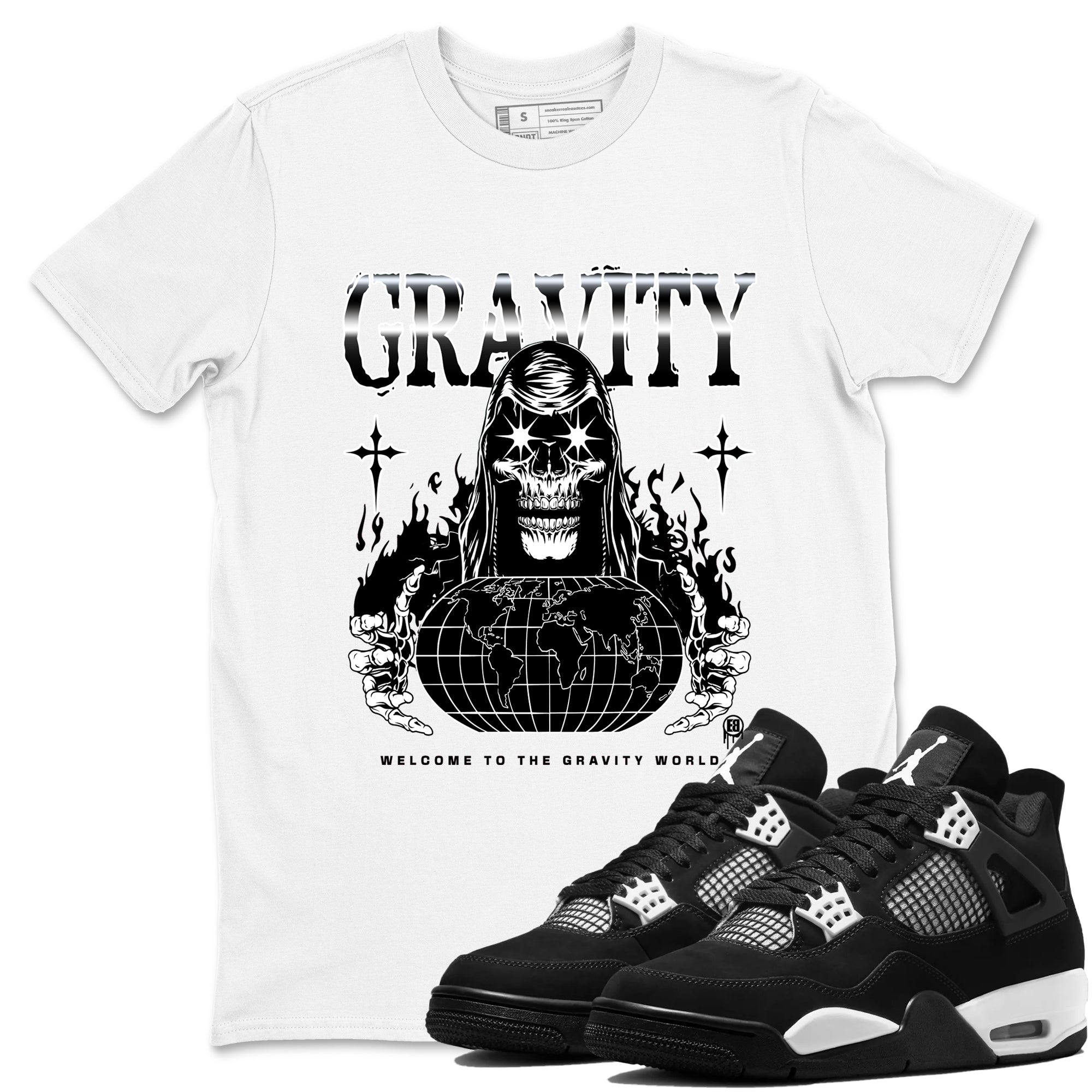 4s White Thunder shirts to match jordans Gravity sneaker match tees Air Jordan 4 White Thunder SNRT Sneaker Tees streetwear brand White 1 unisex cotton tee