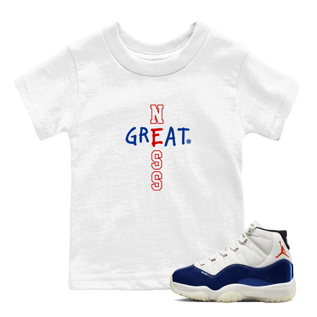 Sneaker Threads – Sneaker Tees To Match Air Jordan 11 Rare Air – Greatness Youth Graphic Tee White 1. Perfect for Jordan releases 2025 colorways.