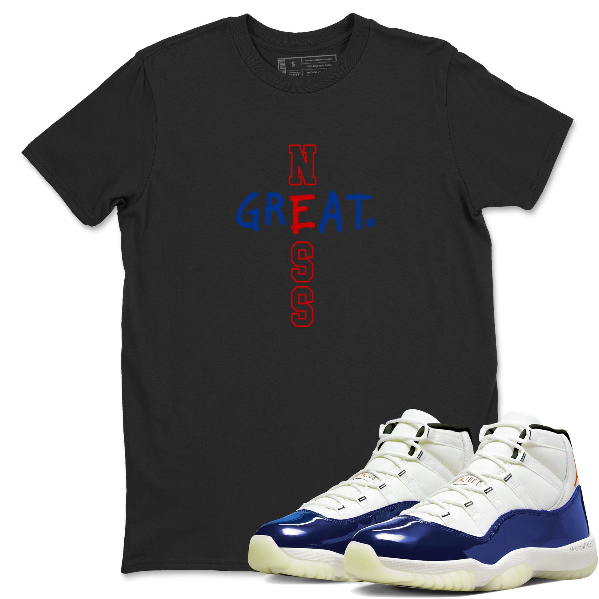 Sneaker Threads – Sneaker Tees To Match Air Jordan 11 Rare Air – Greatness Graphic Tee Black 1. Perfect for Jordan releases 2025 colorways.