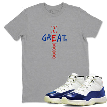 Sneaker Threads – Sneaker Tees To Match Air Jordan 11 Rare Air – Greatness Graphic Tee Heather Grey 1. Perfect for Jordan releases 2025 colorways.