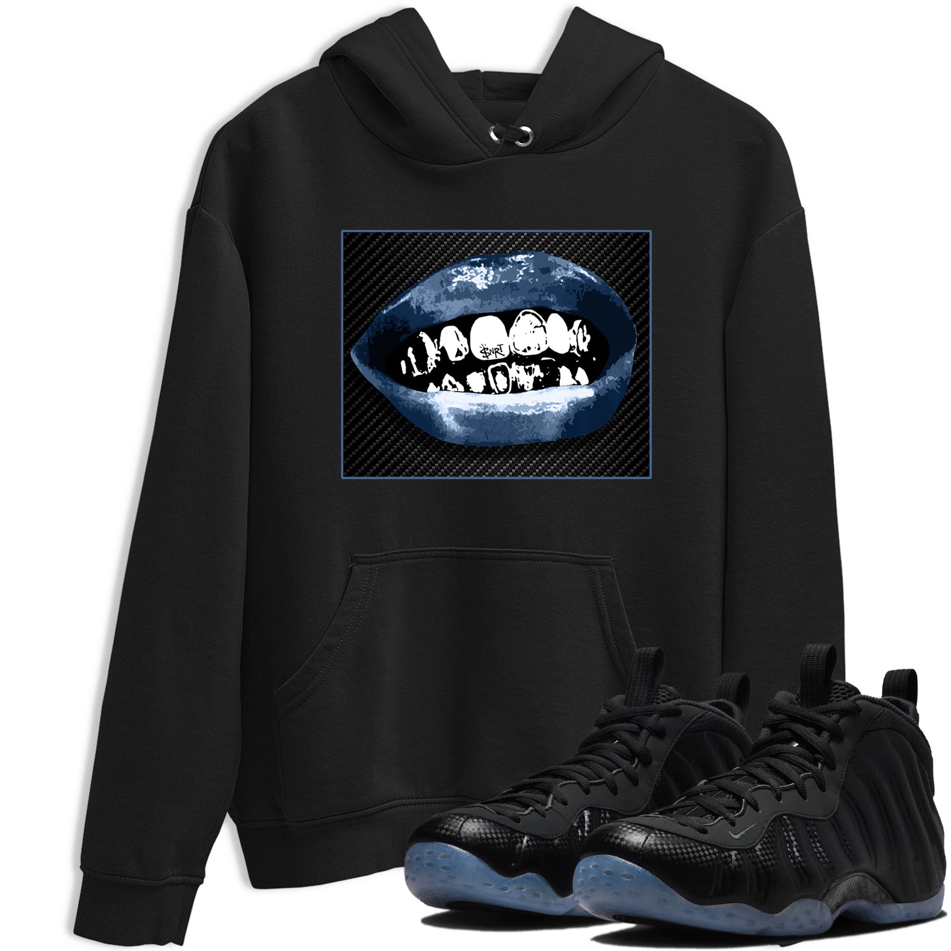 Sneaker Threads – Sneaker Tees To Match Air Foamposite One Carbon Fiber – Grillz Lips Graphic Tee Black 1. Perfect for Jordan releases 2025 colorways.
