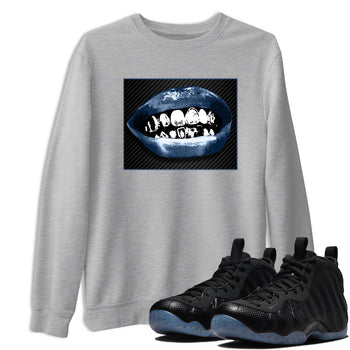 Sneaker Threads – Sneaker Tees To Match Air Foamposite One Carbon Fiber – Grillz Lips Graphic Tee Heather Grey 1. Perfect for Jordan releases 2025 colorways.